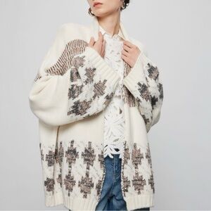 NORDIC KNIT CASHMERE CARDIGAN, NWT Luxurious Cashmere Max Mara Simple Open Front